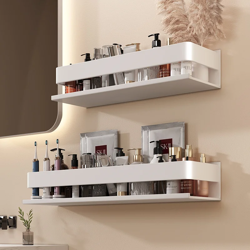 Custom Bathroom Storage Rack Wall-Mounted No-Drill Shower Gel Holder Washbasin Organizer Hanging Shelf