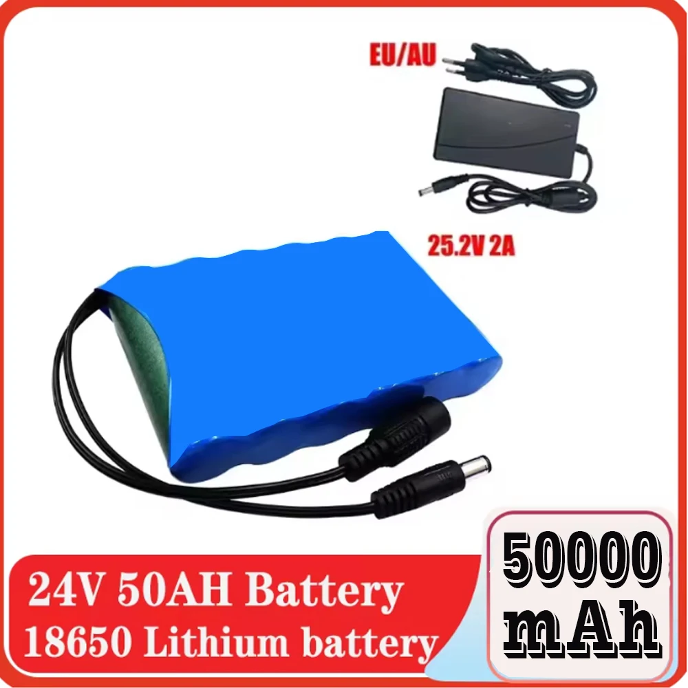 

24v 6S1P Battery Pack 50000mah Rechargeable Lithium Ion Battery 50ah Capacity for CCTV Camera Monitor with DC 25.2V 1A Charger