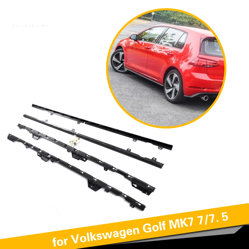 Black PP Door Protector Chin Kit Guard Side Skirts Aprons for Volkswagen VW GOLF 7 7.5 MK7 7.5 R R Line Hatchback 2014 - 2018