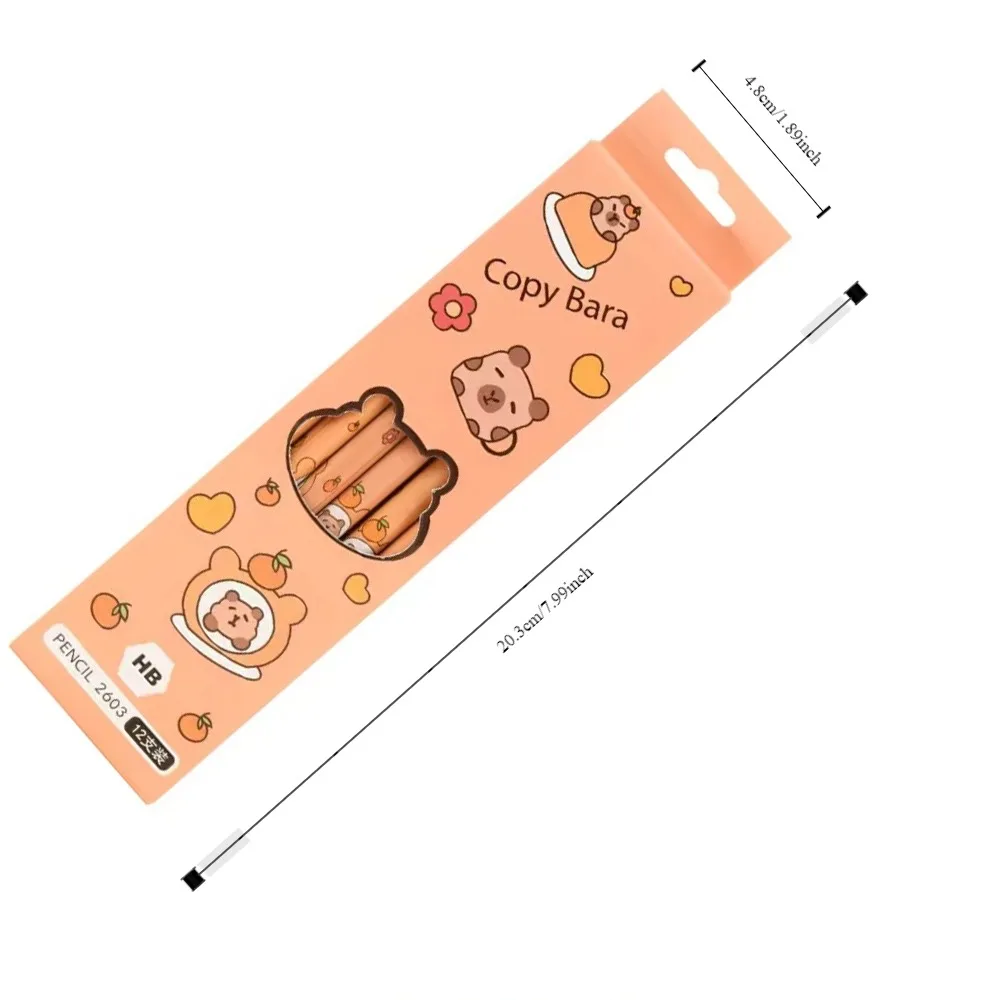 12 قطعة/المجموعة/مجموعة من أقلام رصاص كابيبارا الممتعة للكتابة على شكل رسوم كرتونية من الخشب HB لعناصر الرسم للطلاب والأطفال