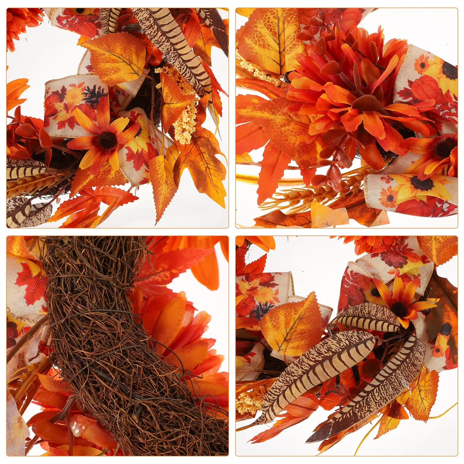 

Simulated Pumpkin Wreath Fall Decorations Thanksgiving Day Harvest Festival Rustic Wall Banquet Family Gathering Photos