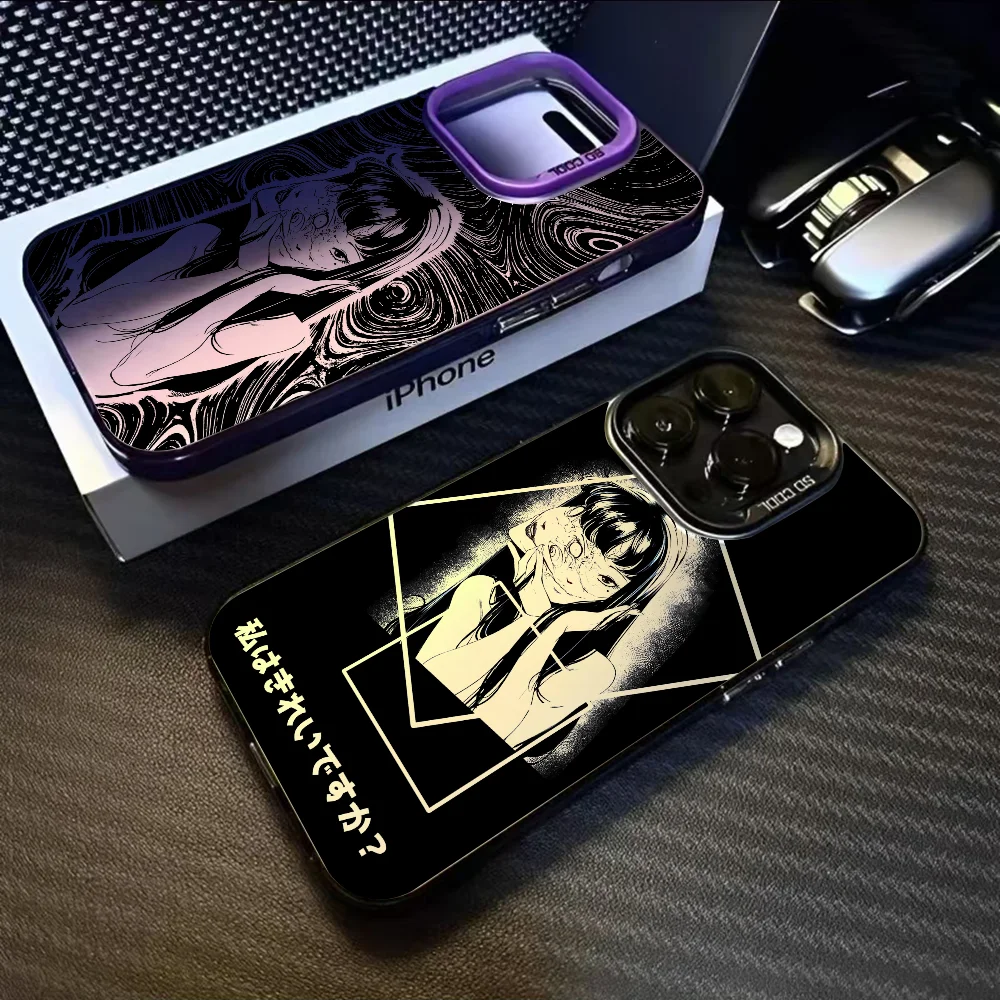 

J-Junji Ito T-Tomie Phone Case For iPhone 16 15 14 13 12 11 Pro Max Black Purple Matte Laser Metallic Aurora Funda