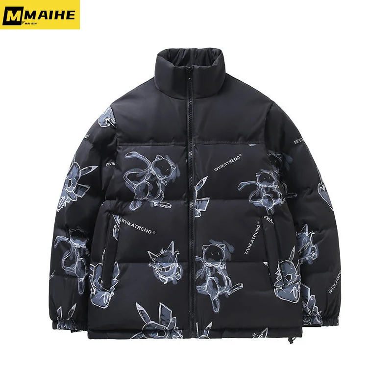 

Down Jacket Men's and Women's 2024 New Winter Hand-painted Printed Stitching Warm Coat Korean-style Short Duck Down Padded Parka