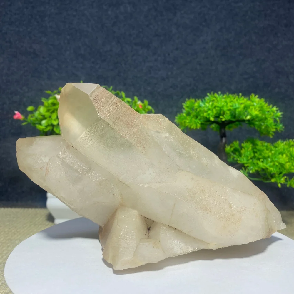 White Natural Energy Cluster Raw Crystals Healing Obelisk Wand Clear Crystal Home Decor Living Room Energy Enhancer
