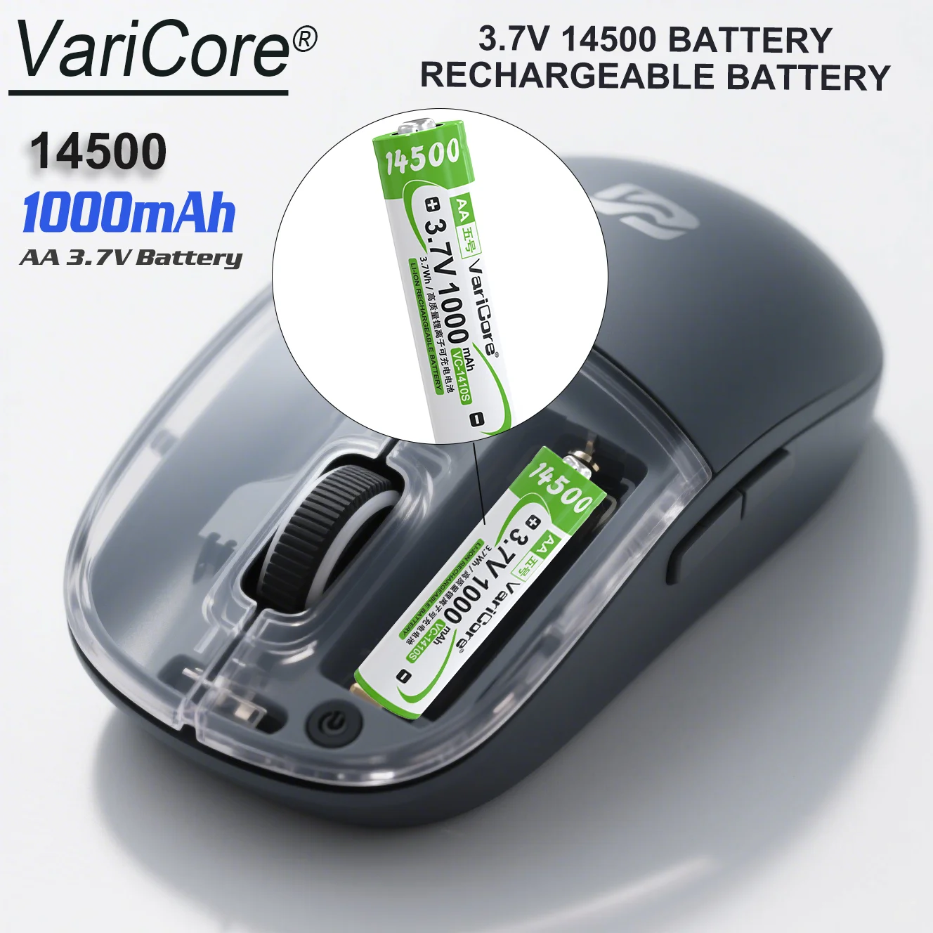 VariCore 3,7 V 1000mAh 14500 1410S con punta batería recargable de iones de litio para multímetro lámpara barredora cámara Digital Control remoto