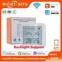 Tuya-Sensor de temperatura y humedad, WiFi, con retroiluminación, higrómetro compatible, termómetro, funciona con Yandex Alexa