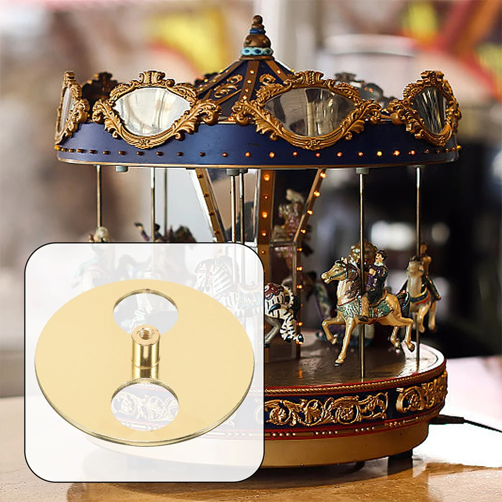 

3Pcs Music Box Parts Gold Mirror Finish Winding Keys Rotary Turntable Base DIY Mechanism Replacement for Craft Hobbyists