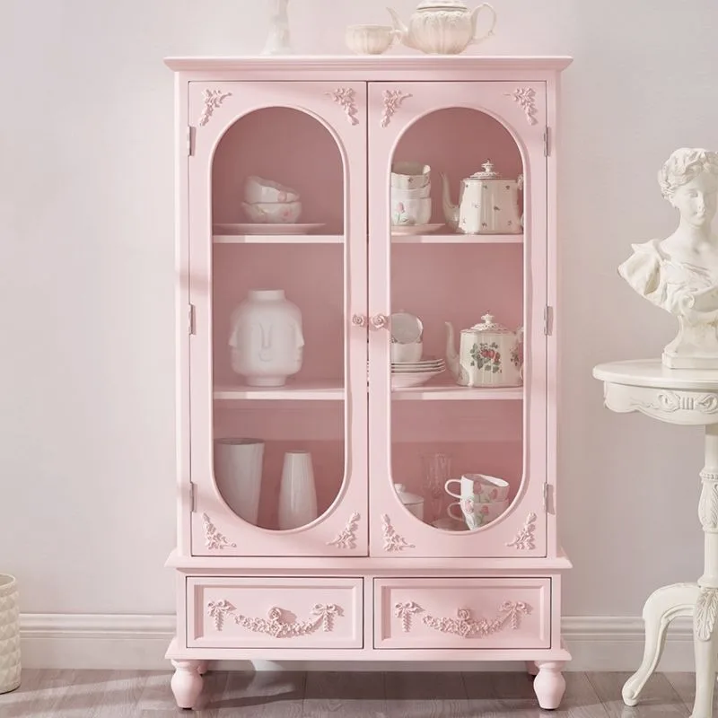 French side cabinet, retro living room European display cabinet