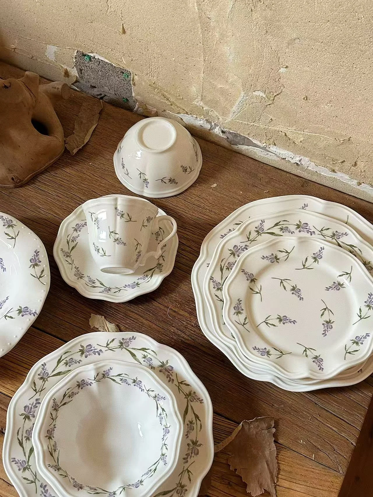 

Maanw French Sle Cerc Plate Dining Utensils Tea Cup Deep Pasta Plate Cerc Bowl Flat Plate Lav Patterned