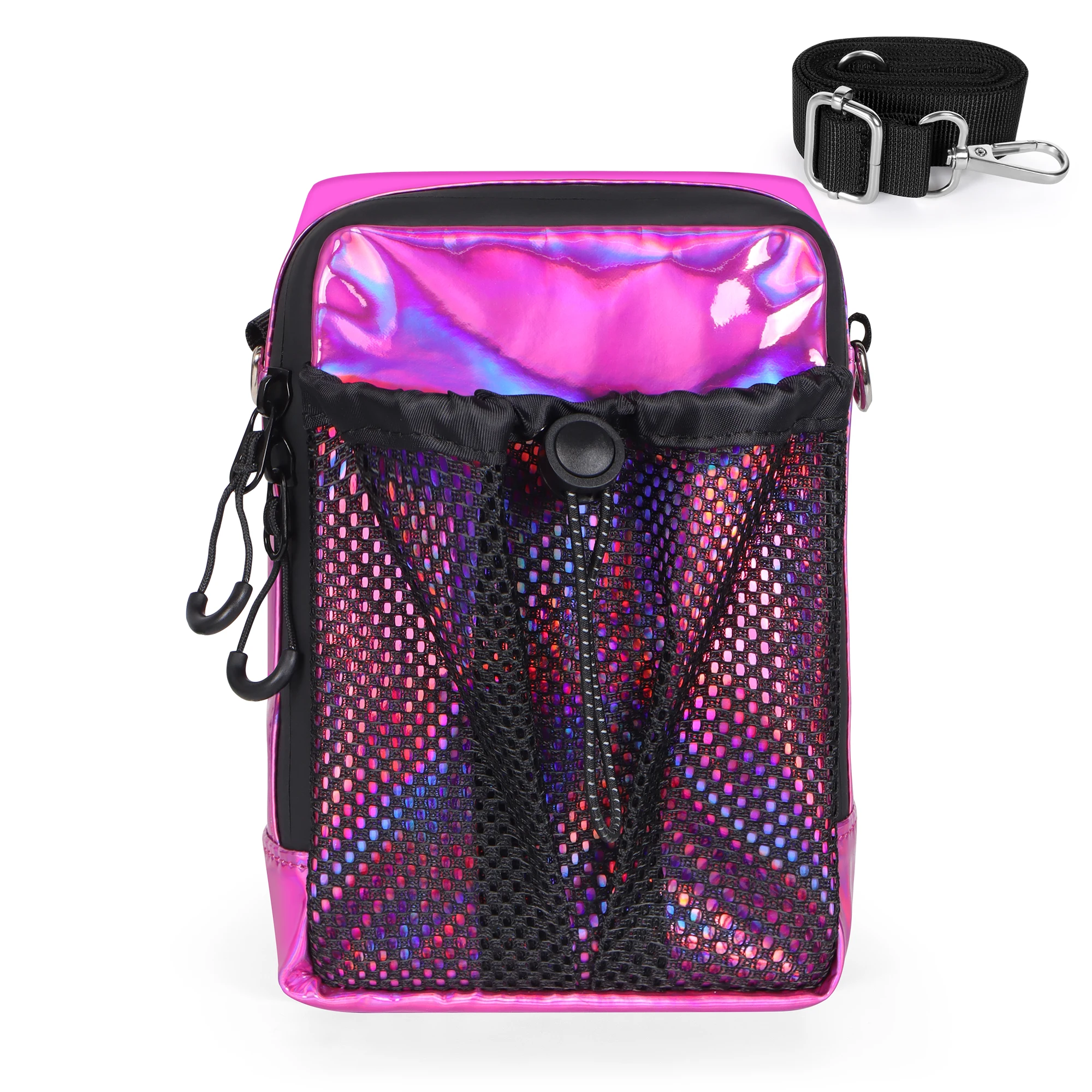 

Mini messenger bag with water bottle bag, holographic leisure sling bag, men's and women's small shoulder bag
