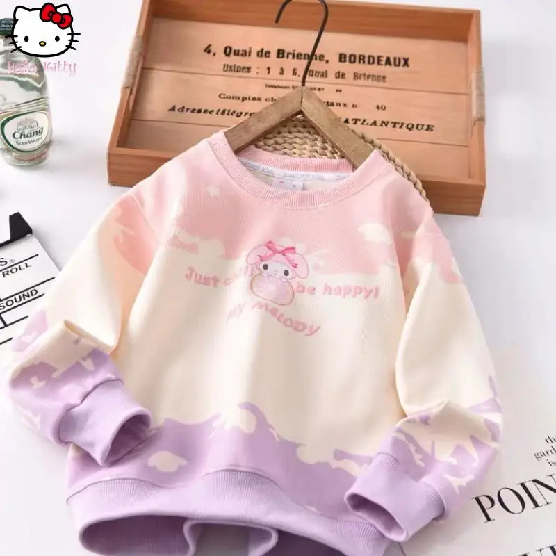 

Kawaii Kuromi My Melody Children Tie Dye Sweatshirt Cartoon Spring Autumn Anime New Sanrio Long Sleeve T Shirt Fashion Soft