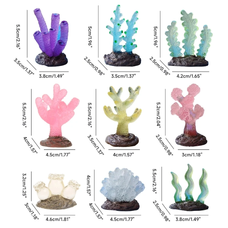 Glass Aquariums Ornament Noctilucence Coral Resin Coralreefs Fish Tanks Decoration AquaticPet Micro Landscaping Dropship