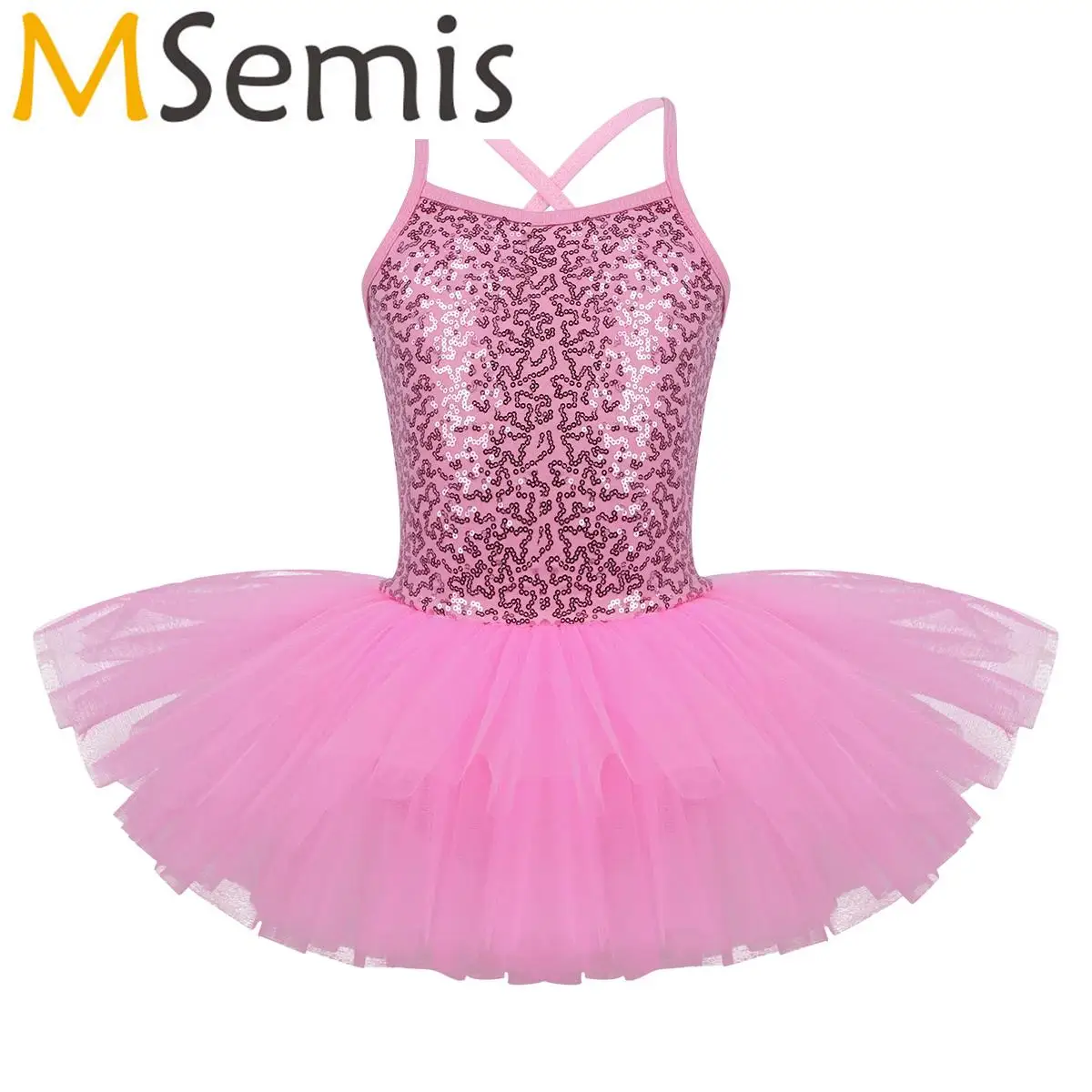 

Kids Girls Gymnastic Sequined Ballet Dance Leotard Dress Ballerina Tutu Princess Dancewear Figure Skating Leotards Costume