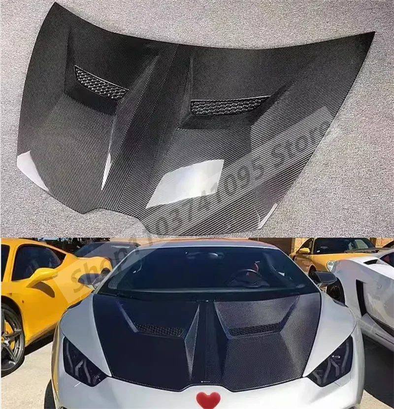 Real Carbon Fiber Front Bumper Engine Hood Bonnet Vent Cover For Lamborghini Huracan LP580 LP610 2014-2021 V Style