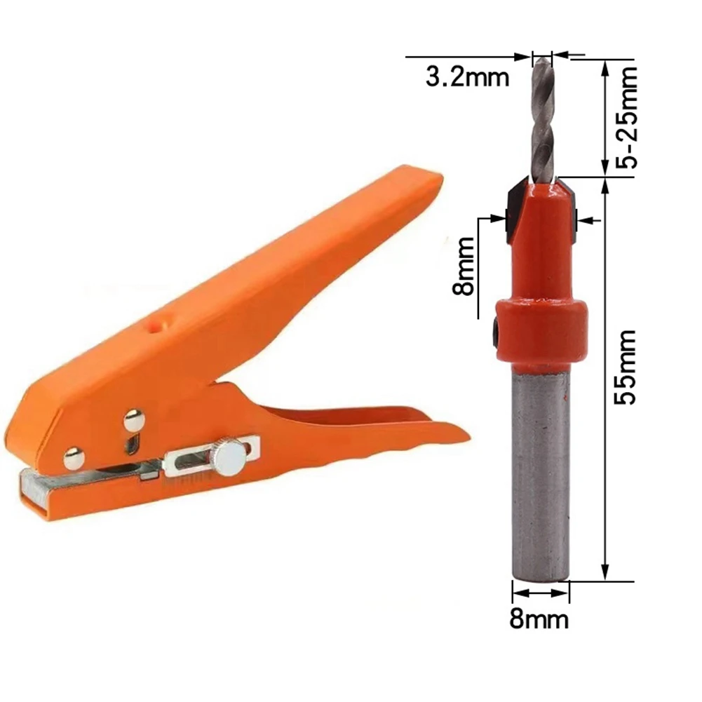 Edge Banding Punching Pliers Punching Tool Masking Pliers 3.2x8MM Countersink Drill Bit Screw Hole Hat Woodworking Tool