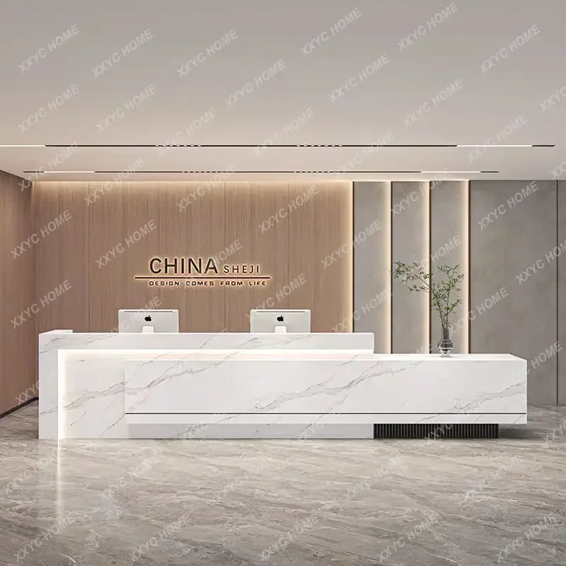 Aahot Sale Modern Simple Reception Desk Baking Paint Company Hotel Lobby Reception Cabinet Bar