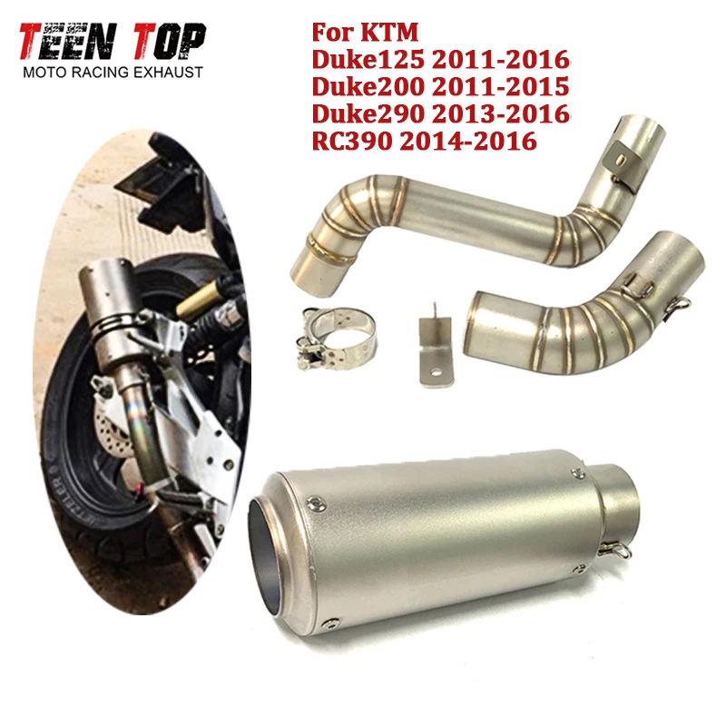 

For KTM RC390 Duke290 Duke200 Duke125 Motorcycle Exhaust Pipe 51mm Slip-on Escape Moto 245mm Exhaust Muffler Racing Bike Elbow