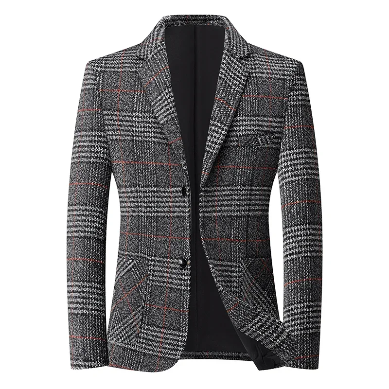 

Блейзер, новый стильный и утягивающий деловой повседневный клетчатый пиджак для свадьбы, банкета, мужской пиджак для выступлений на открытом воздухе 2026