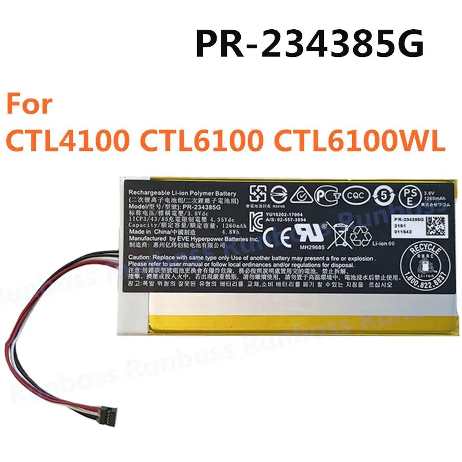 

PR-234385G Аккумулятор для цифровой платы 1260 мАч для CTL4100 CTL6100 CTL6100WL