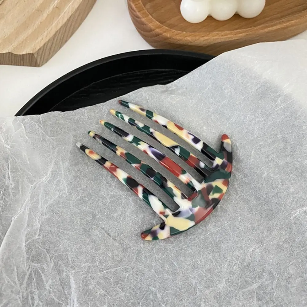 Acetat-Haarkämme mit breiten Zähnen, antistatisch, für Reisen, bunt, Friseurkamm, 6 Zähne, modische Massage-Haarbürste, Mädchen-Geschenke