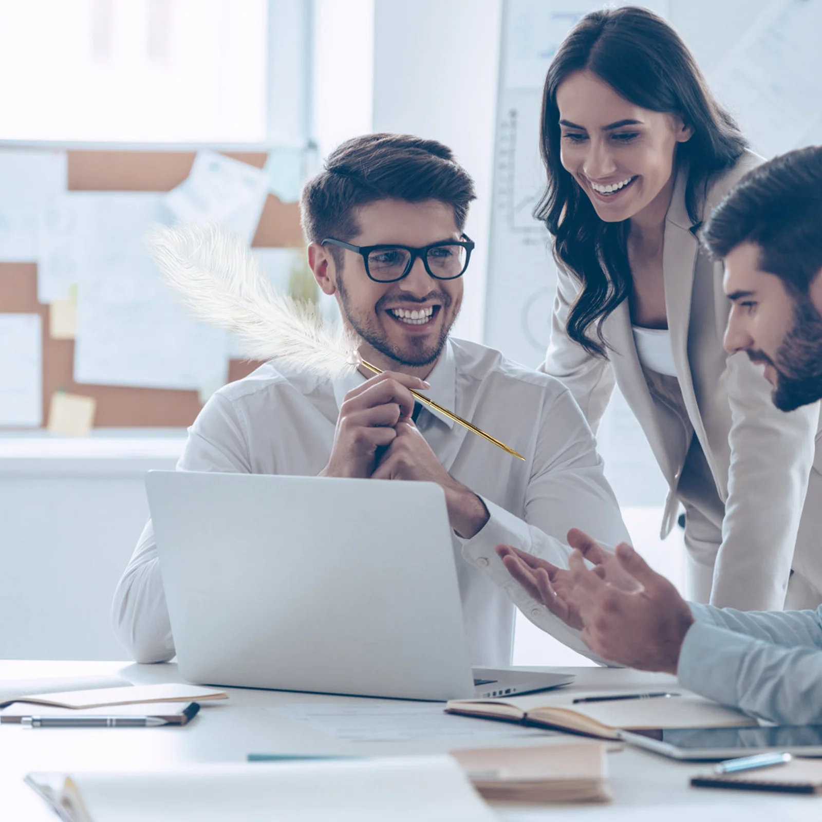 

Wedding Guest Book Signing Pen Set White with Gold Metal Rectangular Holder Elegant Pen Stand Featuring Romantic Love