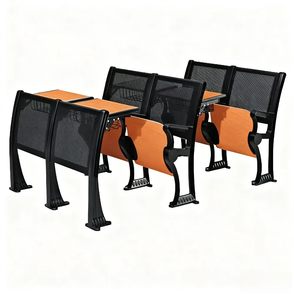 سعر المصنع أثاث الجامعة المدرسية قاعة المحاضرات مقعد خلفي مثقوب ومقعد خشبي مع لوح كتابة مرفق