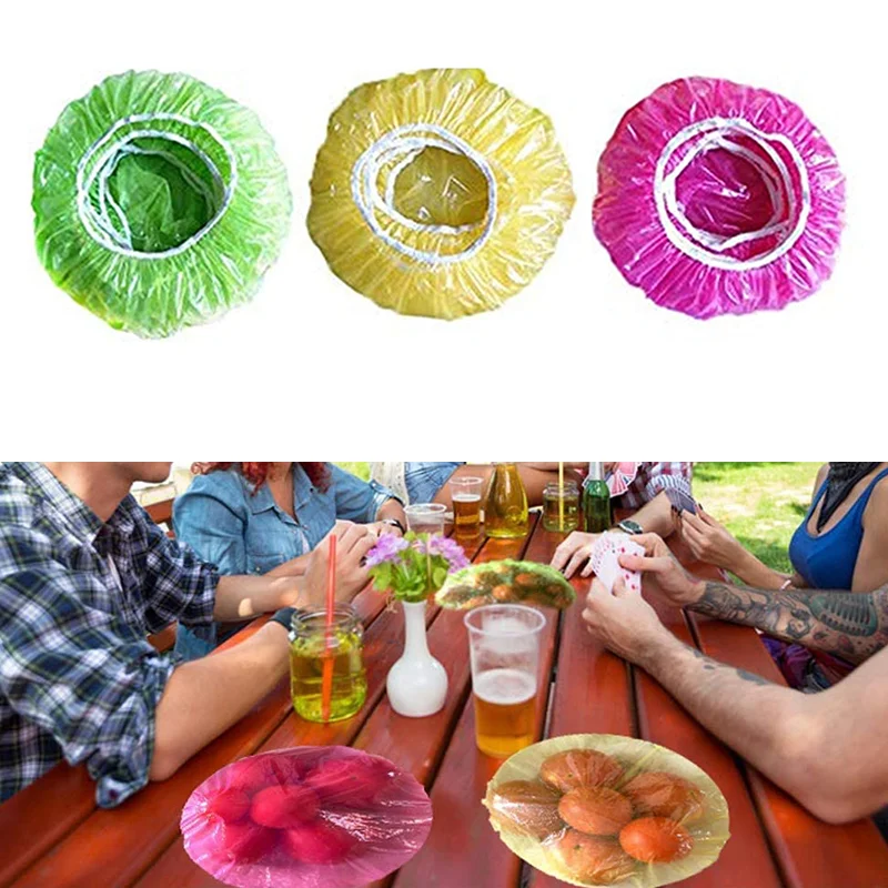 60Pcs Reusable Food Cover Plastic Wrap Elastic Food Lids For Fruit Bowls Cups Caps Storage Kitchen Fresh Keeping Saver Bags