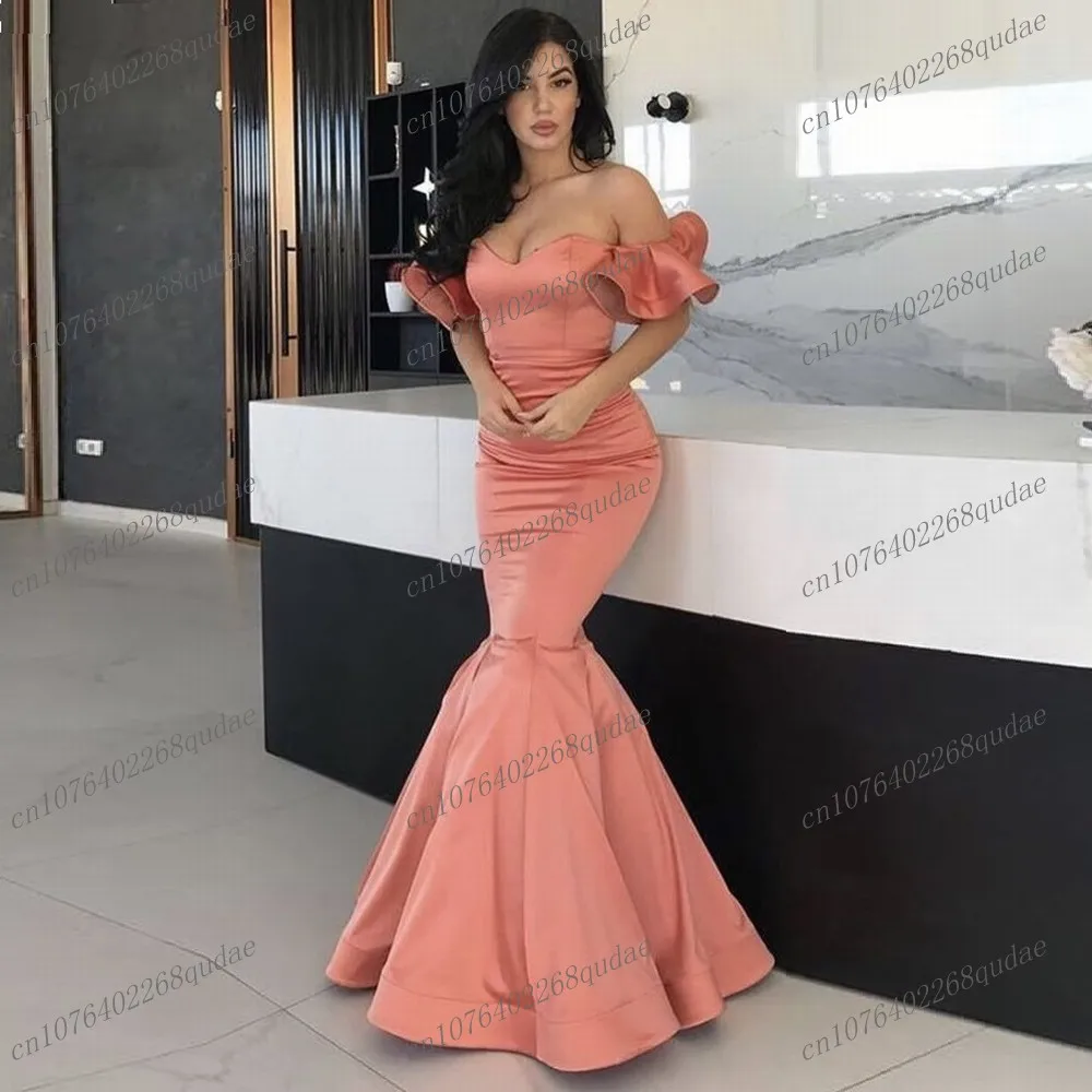 New Mermaid Pink Sleeveless Satin Special Occasions Side Split Evening Dress Women's Prom Birthday Party Gown Mother Dresses