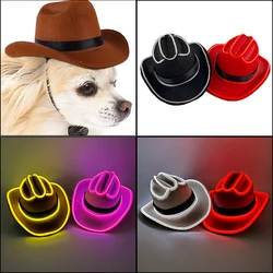 Mini EL Neon incandescente Pet cappello da Cowboy Costume Cosplay Cap costumi di Halloween per cani Cat Pet Holiday Party Decoration