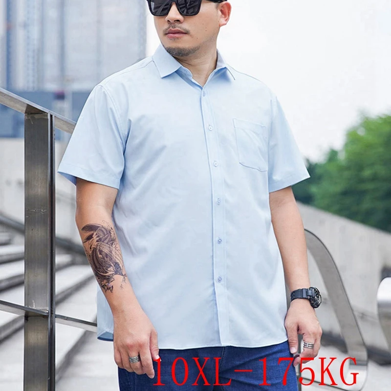 

Summer boutique plus size men's casual shirt 10XL 9XL 8XL 7XL fashion new business short sleeve loose shirt 8 colors optional.