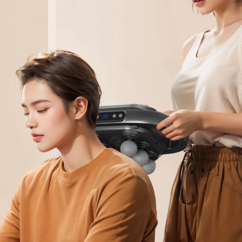 

Массажер для мышц фасции с 6 головками, высокочастотный перезаряжаемый массажер, 9 режимов, профессиональный массажер для фасции