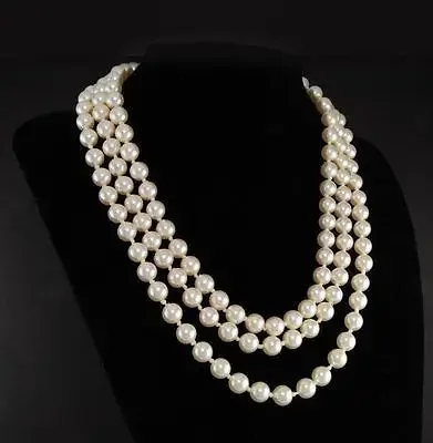 

Jacqueline Kennedy First Lady Triple Strand White Faux Pearl Necklace 17-19INCH