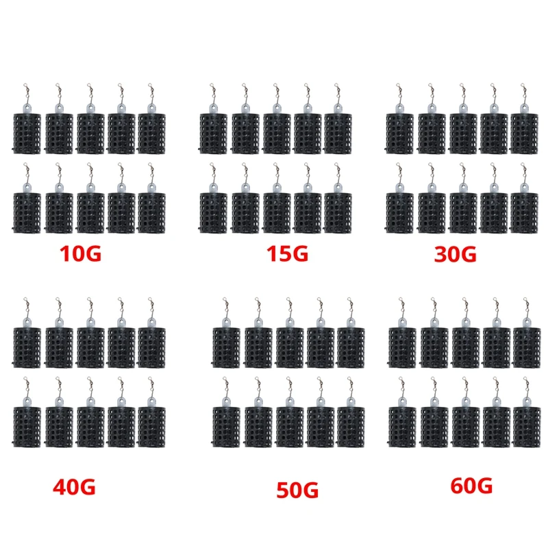 

A61P 10Pcs Round Fishing Tackle Feeders Cage Iron Fishing Lure Cage Basket Trap Lure Holder Fishing Baits Cage Feeders