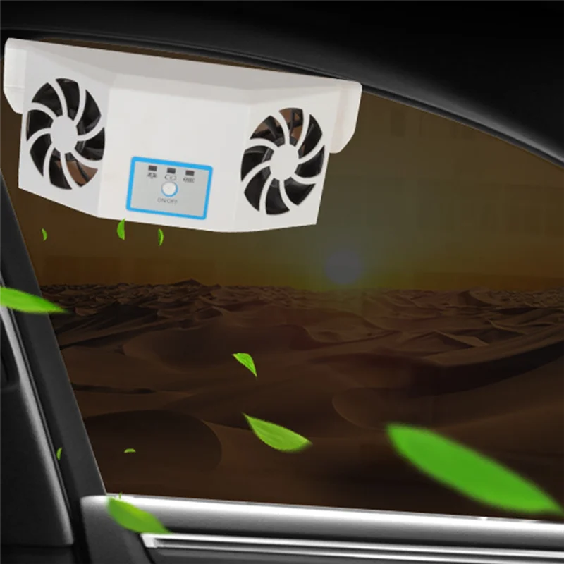 

Автомобильный вентилятор на солнечной батарее, вытяжной вентилятор, циркуляция воздуха, охлаждение и рассеивание тепла, высокая энергия ветра, 2-головочный вентилятор