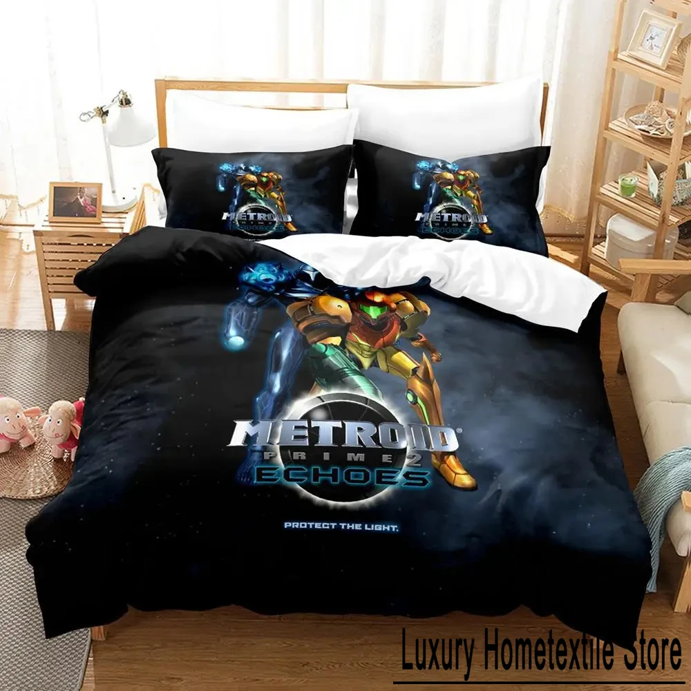 Metroid Prime Corruption Bedding Set Boys Girls Twin Queen Size Duvet Cover Pillowcase Bed Kids Adult Fashion Home Textile