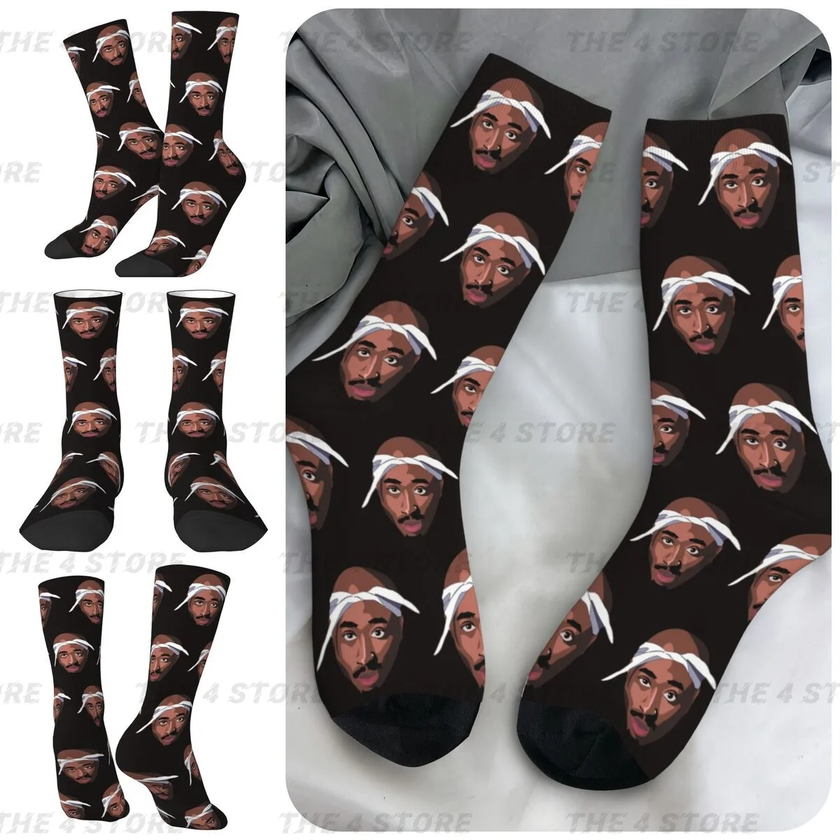 

Death Row Records Dr Dre Rapper Tupac High elasticity polyester fiber cosy Unisex Hip Hop Happy 3D color printing Socks