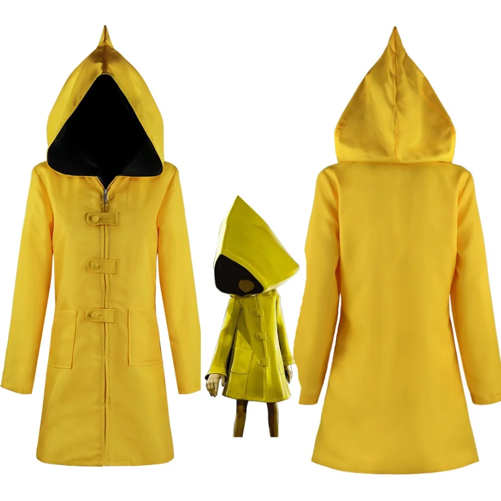 

Game Little Nightmares 2 Mono Six Cosplay Costume Hungry Kids Boys Little Six Yellow Long Jacket Coat Halloween Carnival Party