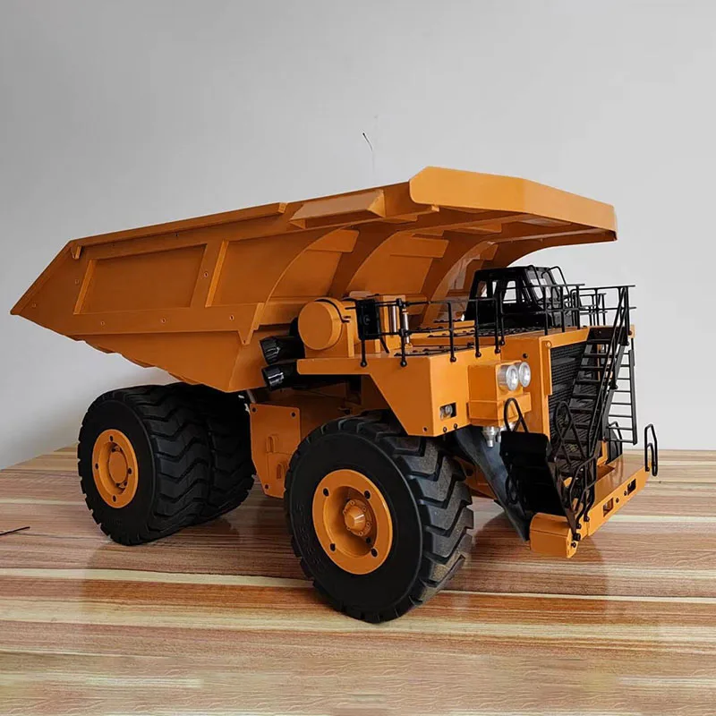 Outdoor Toys 1/20 Metal Rc Hydraulic Mine Truck 793D Dumper Car Painted Orange Finished Model I6X Radio Lights For Adults