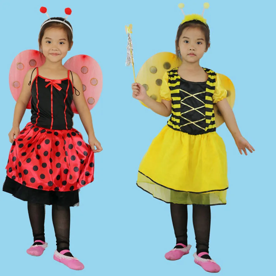 Ragazze Bambini Bambini Animali Coccinella Ape gialla Accessori per costumi Lady Bug Set Carnevale Dress Up Cosplay Compleanno