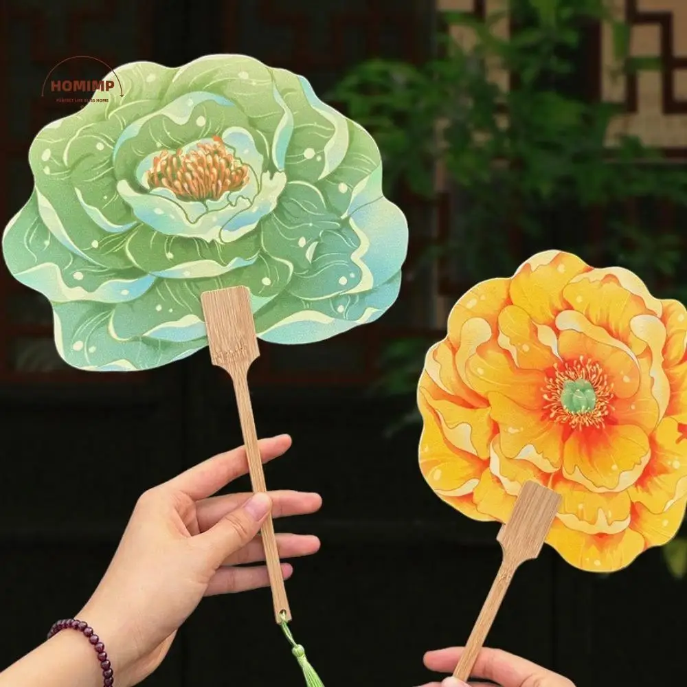 

3PCS Creative Retro Peony Fan Elegant Traditional Dance Fan PVC Flower Shaped Flower Fan Dance Performance