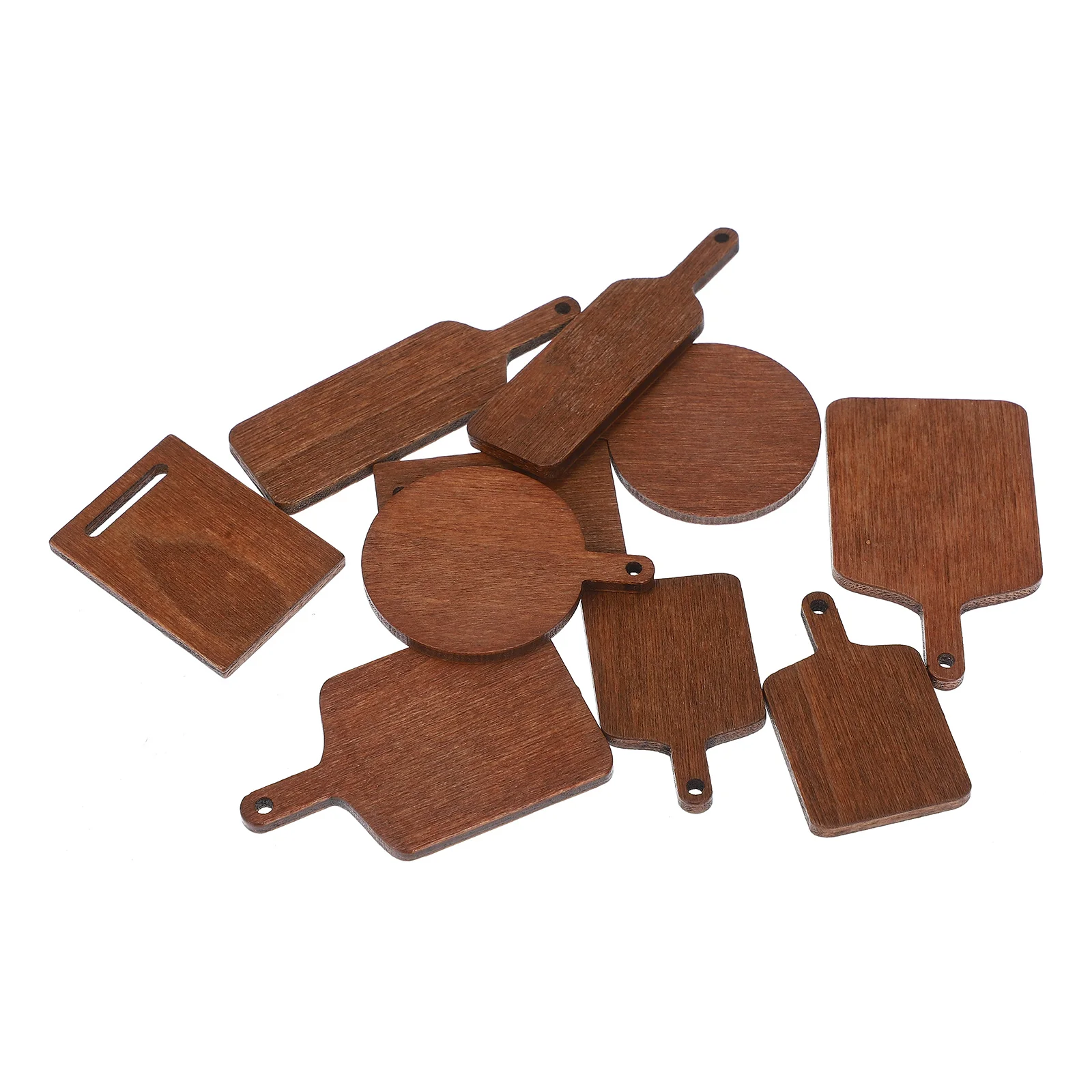 

10 Pcs Mini Chopping Board Wood Cutting Set Miniature Model Small Decoration Kitchen Micro Scene Home