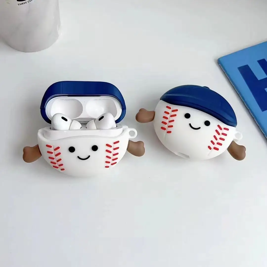 Mode 3D Baseball Silikon Kopfhörer Fall Für Airpods 4 2024 Stoßfest Nette Kopfhörer Abdeckung Für Airpods 1 2 3 pro 2022 Coque