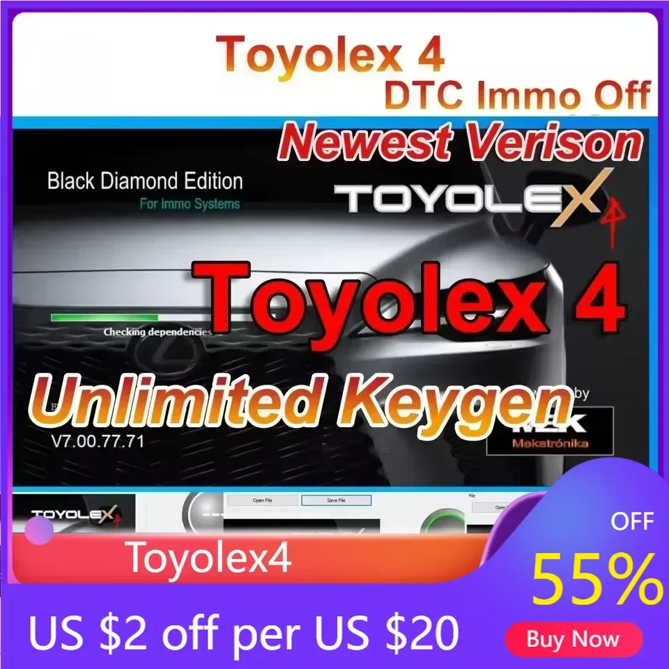 

Горячая продажа Toyolex 4 2020 года, Toyolex4, неограниченное количество ключей для Lexus Denso Mascheramento DTC Funziona для Kess Ktag, настройка ЭБУ Toyolex4