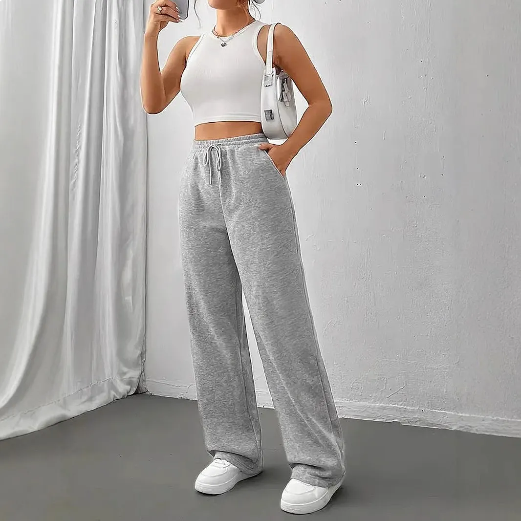 Loose Fit High Waist Sweatpants Joggers for Women, Winter Thick Casual Sport Pants, Plus Size Sweatpants