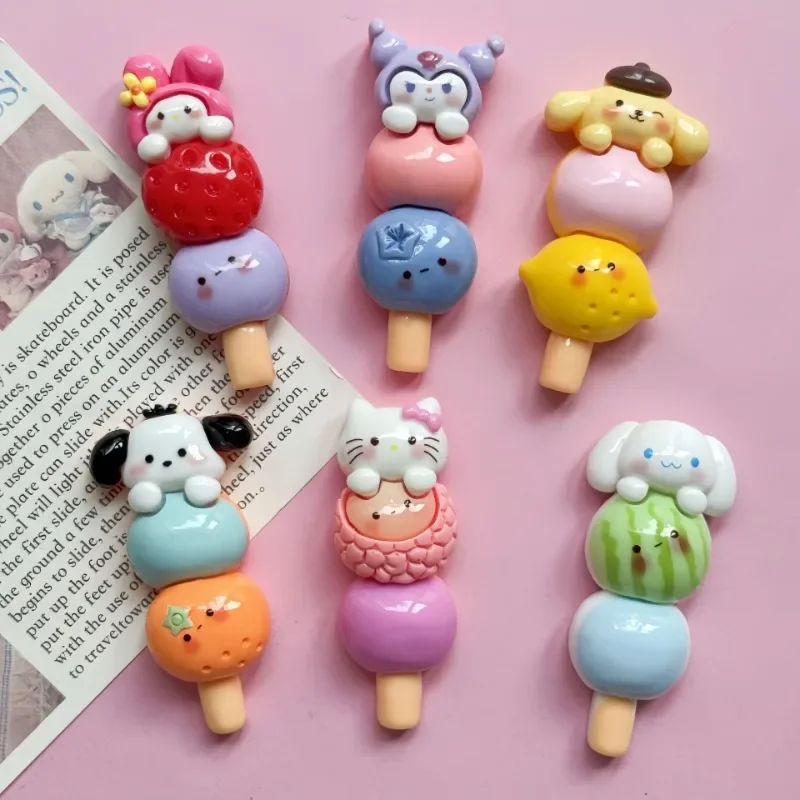 Cartoon anime Sanrio fruit skewers shiny resin DIY handmade hair clip jewelry accessories refrigerator sticker materials