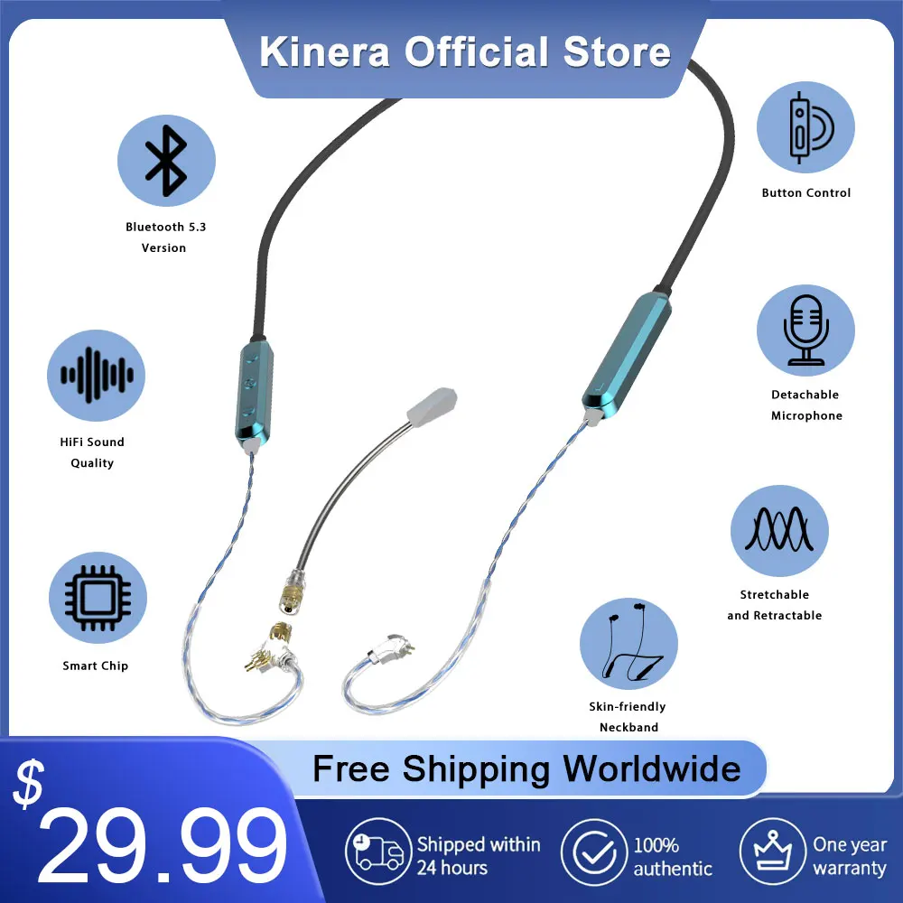 Kinera Celest SkySoar auriculares con banda para el cuello Cable Bluetooth V5.3 con micrófono de pluma desmontable auriculares para juegos