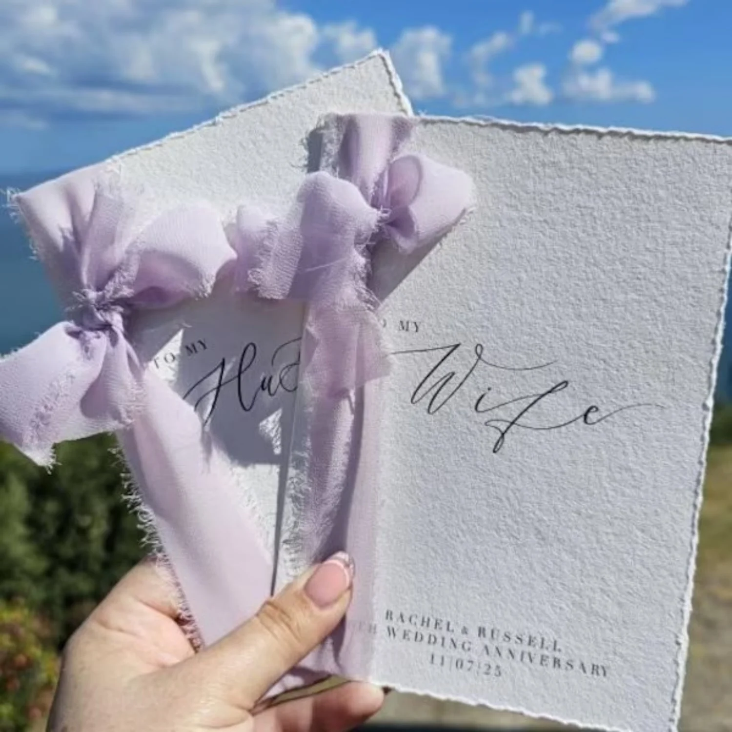 

Книги Vow из хлопковой бумаги с шелковой лентой / Мой муж / Моя жена / Хлопок Подарок на годовщину свадьбы