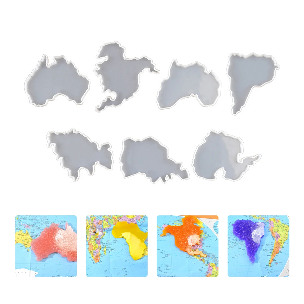 

8pcs Crystal Mold Diy Crafts Silicone Coaster Mold Cup Mat Tool White Molds Continent Shaped Craft Diy Props Accessory Doorplate