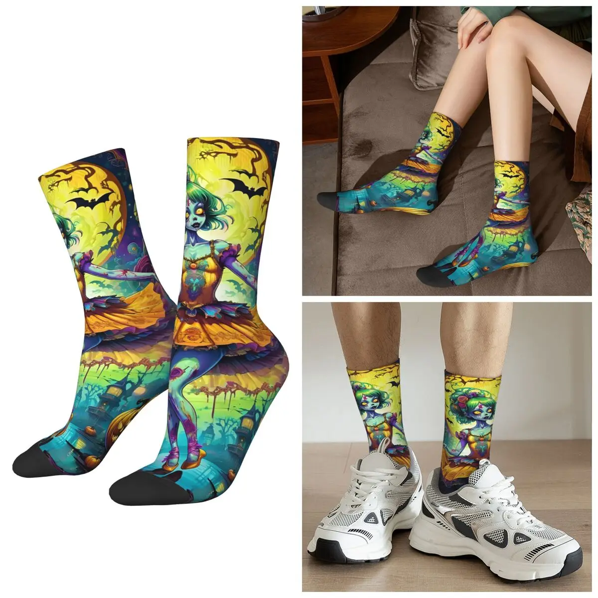 

All Seasons Ghost Fairy Theme Socks Harajuku Sport Middle Tube Socks Funny Stockings for Men Women Christmas Gifts
