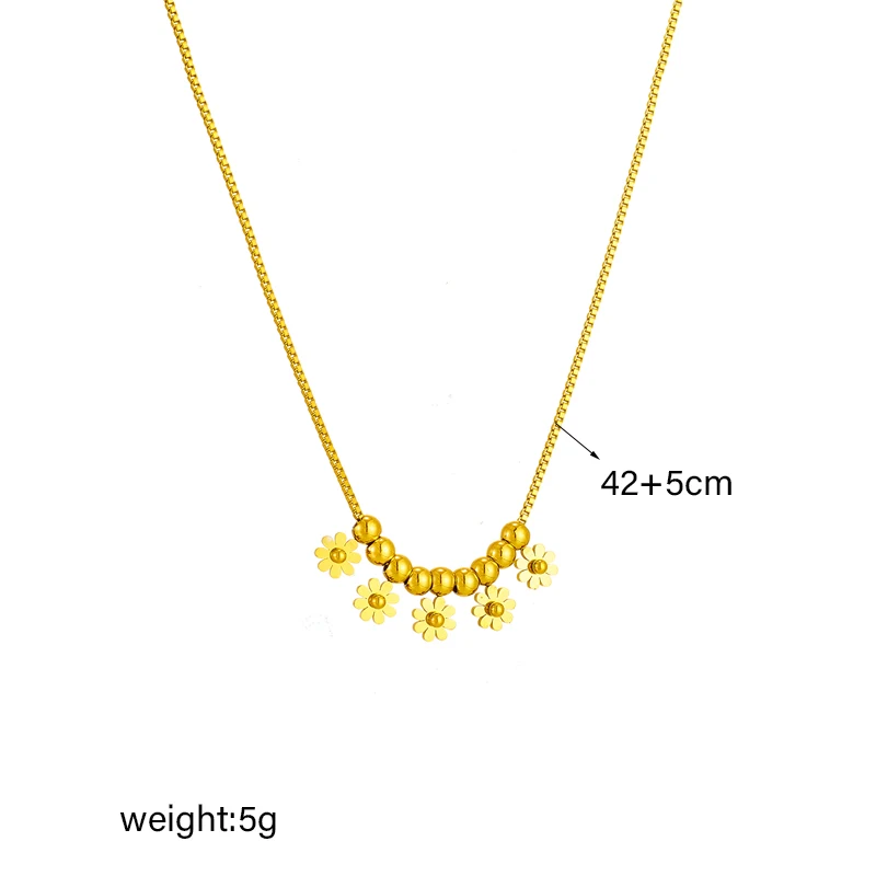 LAMENGLY 316L Stainless Steel Gold Color Flower Pendant Necklace For Women Girl New Clavicle Chain Non-fading Jewelry Gift Party